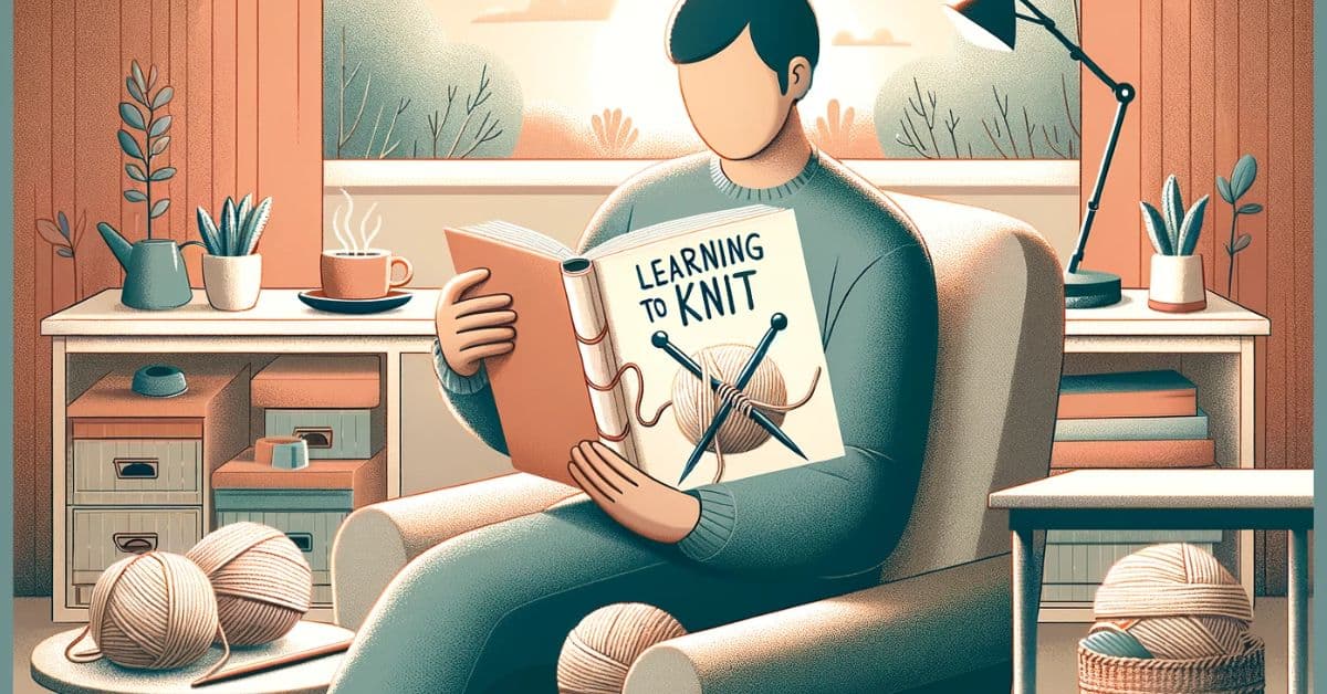 Person læser lær at strikke bog